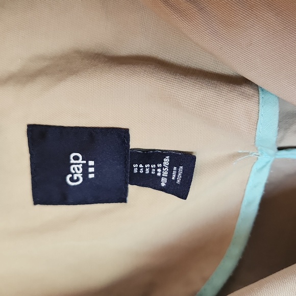 GAP khaki belted utility jacket short  trench coat size small 100% Cotton - Picture 3 of 11